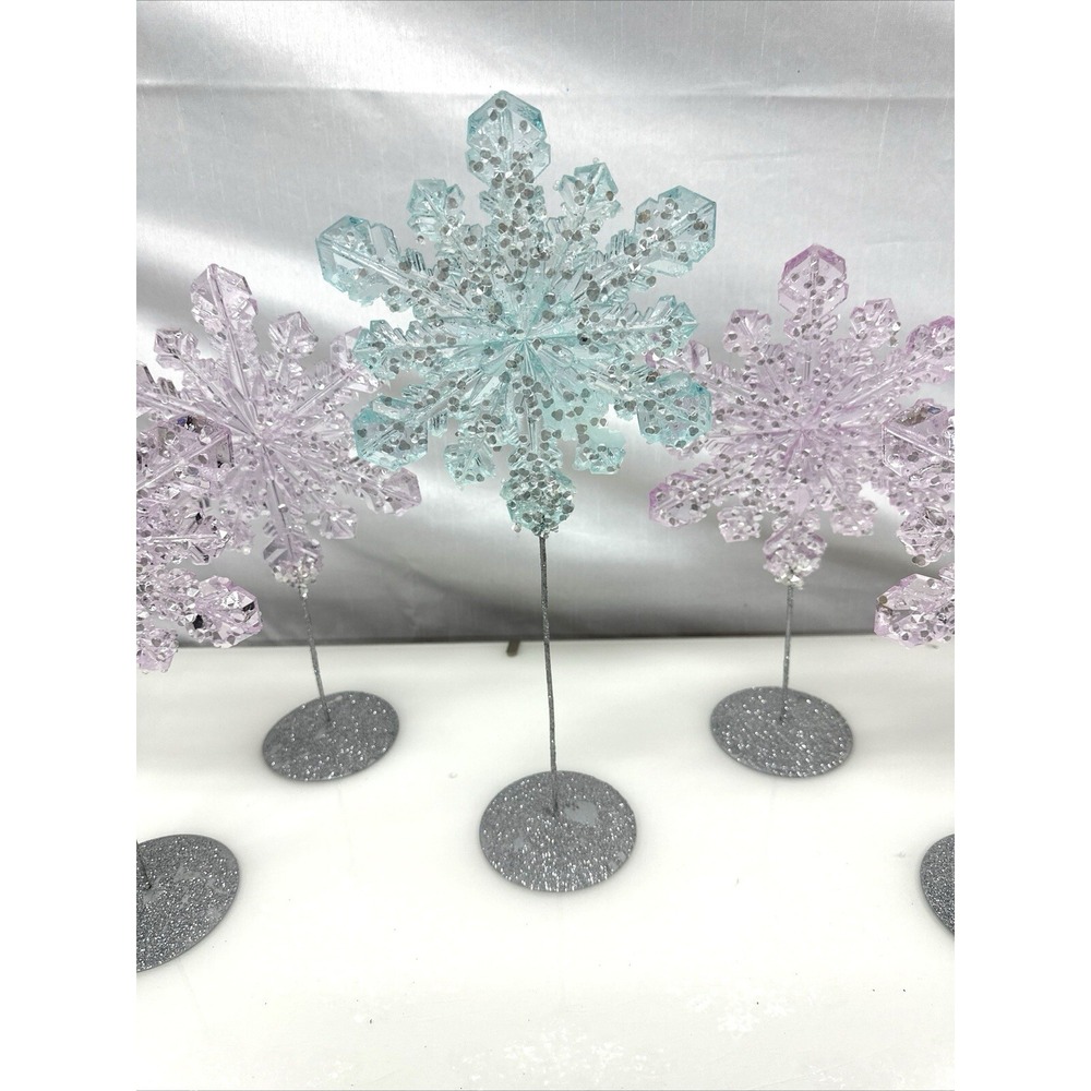 Decorative snowflakes with plastic and rhinestones party,Christmas NY Set of 5 - Picture 3 of 11